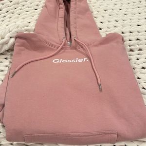 Glossier pink hoodie